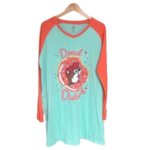 Women's Long Sleeve Pajama Top - Orange and Mint - Picture 1 of 4